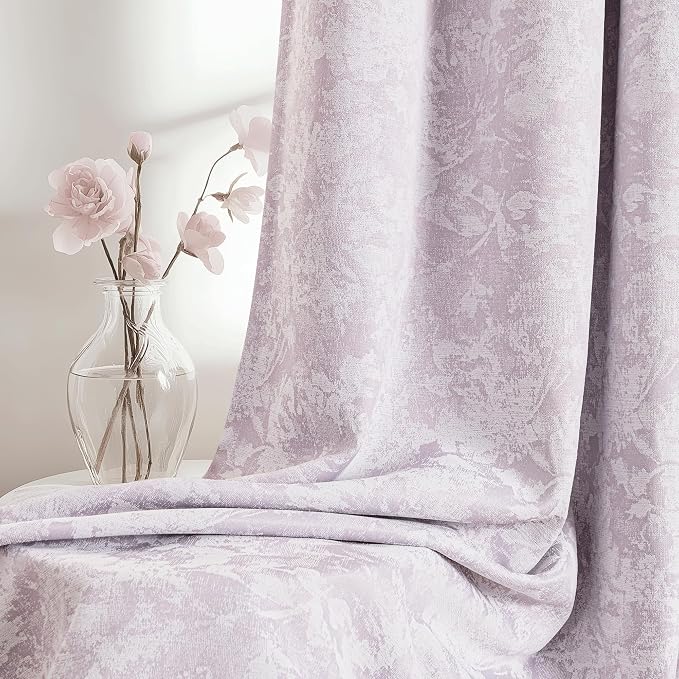Beauoop Purple Floral Jacquard Blackout Curtains - Image 7