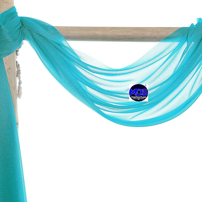 MDS Halloween Chiffon Draping Fabric - 2 Panel, 30" Wide x 20ft Long - Sheer Spooky Arbor & Canopy Drapery for Haunted House Backdrops, Party Ceilings, DIY Costumes & Themed Events - Peacock Blue