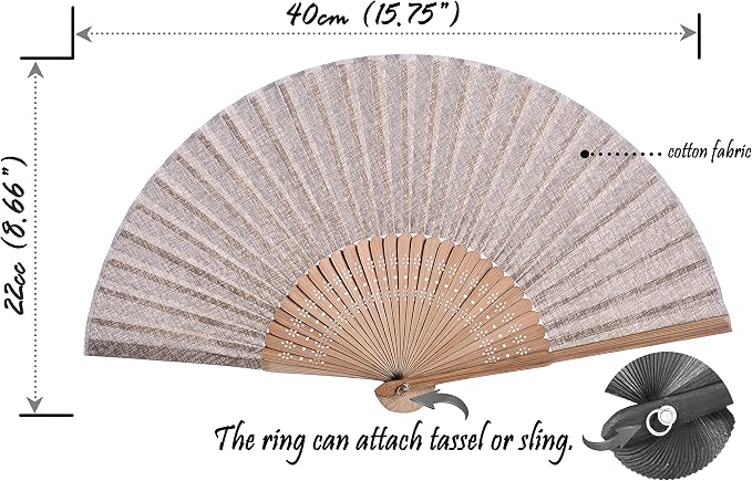 Hand Fan with Beautiful Fabric Printed - Image 2