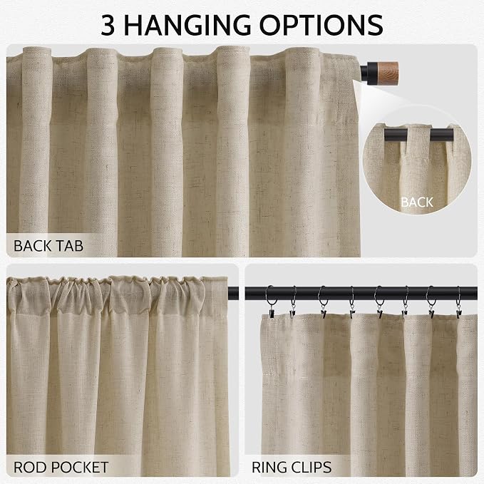 Eggshell Beige Linen Curtains 84 Inches Long - Image 2