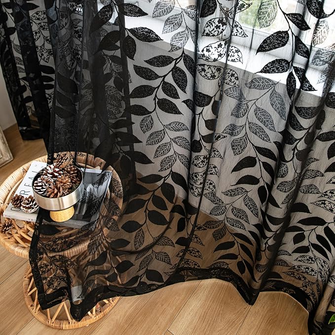 Treatmentex Black Lace Sheer Curtains - Image 7