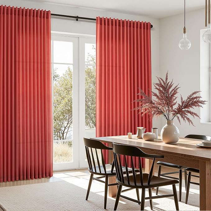 Christmas Red Linen 120 Inch Curtains - Image 7
