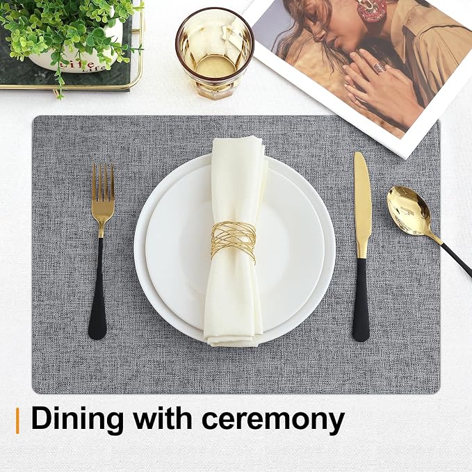 Homaxy Cloths Placemats for Dining Table Set of 6, Dark Grey | Heat Resistant - Image 5