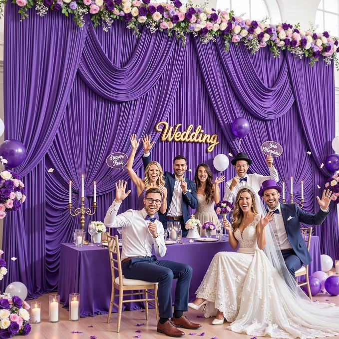 10 Panels Purple Backdrop Curtains - Image 2