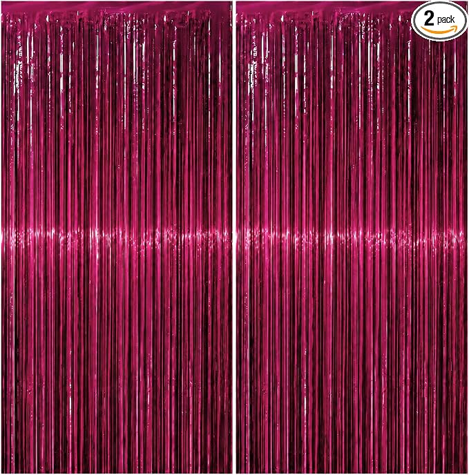 Matte Raspberry Burgundy Fringe Backdrop 2 Pack, 3.3 x 6.6 ft | Soft matte by Unknown