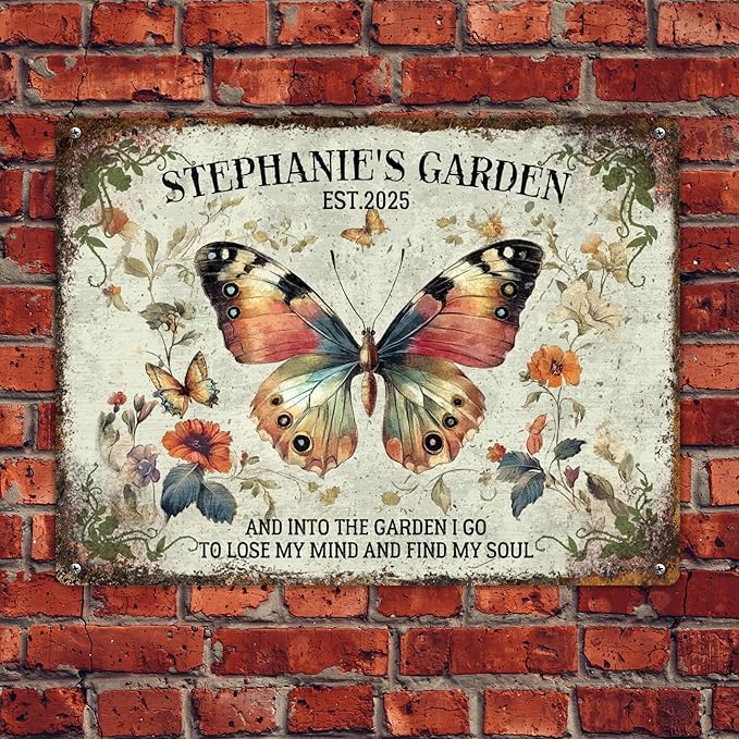 Custom Sign, Personalized Metal Signs, Customize for Office, Business, Workplace, Office, Home, Delivery Signs, Metal Sign With Your Own Image, Text,Photo, Pets, Kids Art Made in USA (Garden 03)