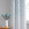 Central Park Leaf Floral Print Metallic Sheer Curtain, Teal Blue, Grommet Top by CentralPark