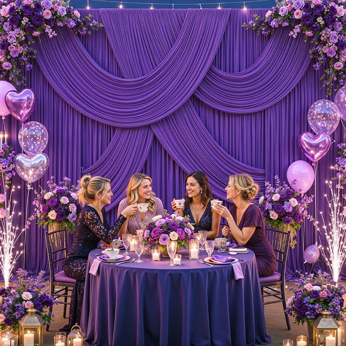 6 Panels Purple Backdrop Curtains - Image 3