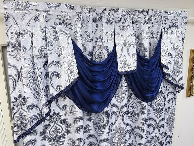 GOHD Samba Star Jacquard Window Curtain 2PC Panels.W54 xL90.Navy Blue - Image 3
