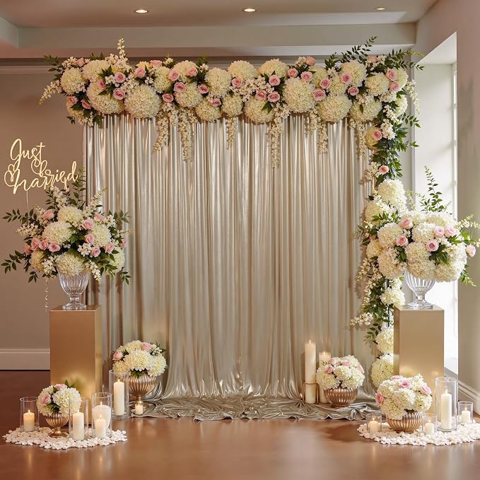 20x10ft Thick Champagne Glitter Backdrop Curtain Panels - Image 2