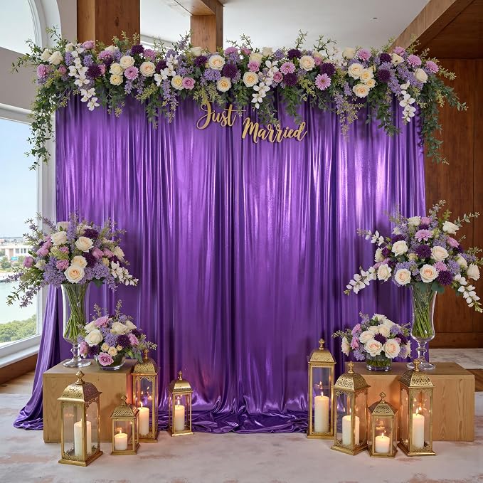 10x10ft Thick Purple Glitter Backdrop Curtain Panels - Image 6