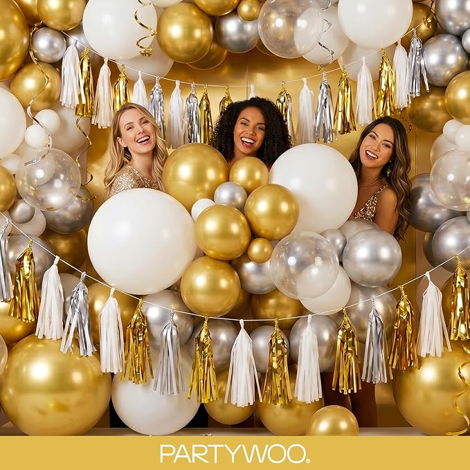 PartyWoo Gold Balloons 123pcs Different Sizes of 18 12 10 5 Inch Gold Balloon - Image 5
