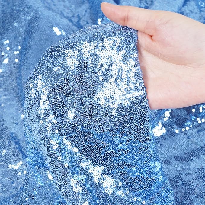 Poise3EHome Baby Blue Sequin Backdrop Curtain, 8FT x 10FT Sequin Photography - Image 4