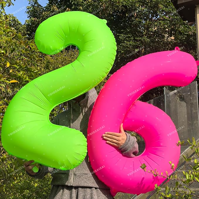 Pink Birthday Number 22 Balloons 40IN Fluorescent Pink 81 Foil Balloon | - Image 5