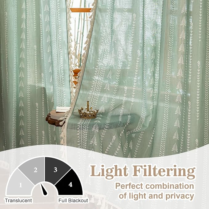 Boho Sage Green Curtains - Image 4