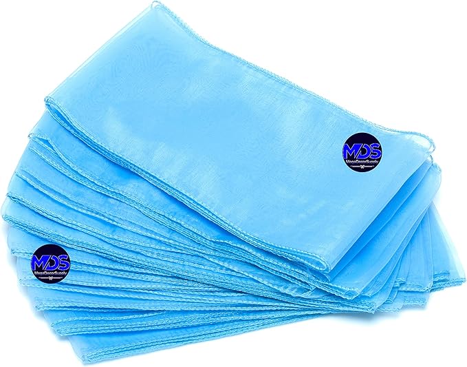 MDS Pack of 125 PCS Organza Chair Sashes Wider Dining Chair Bows Ribbon Tie Back for Wedding Party Birthday Bridal Shower Reception Event Banquet Home Chair Cover Decoration - Baby Blue