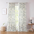 Kayne Studio Blue Grey Jacobean Floral Rod Pocket Semi Sheer Curtains 90" L | by KayneStudio
