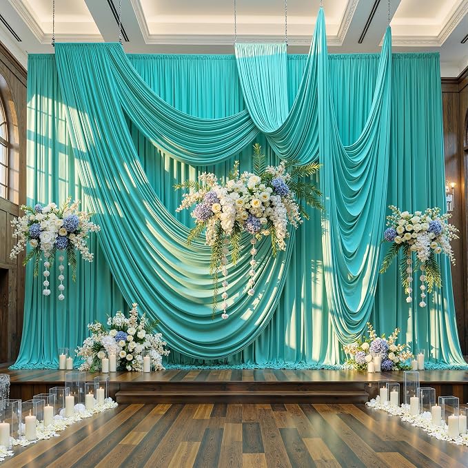 10x12 ft Turquoise Backdrop Curtains - Image 5