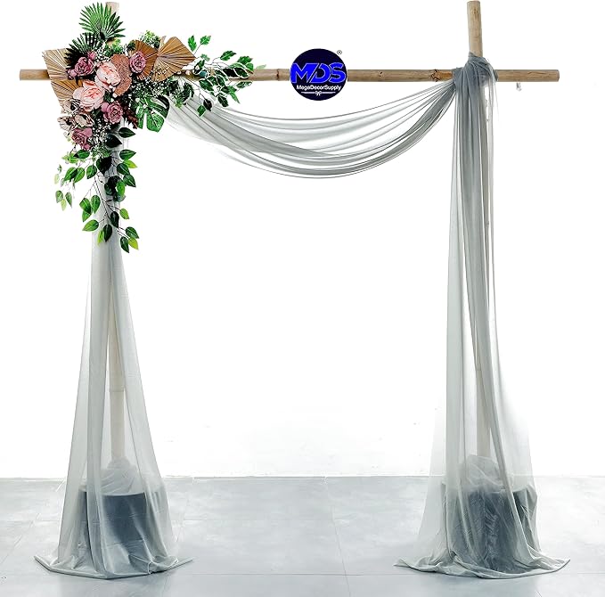 MDS Halloween Chiffon Draping Fabric - 1 Panel, 30" Wide x 100ft Long - Sheer Spooky Arbor & Canopy Drapery for Haunted House Backdrops, Party Ceilings, DIY Costumes & Themed Events - Gray