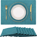 Faux Cotton Linen Placemats Set of 8, Cloth Washable Farmhouse Dining Table Mats by homing