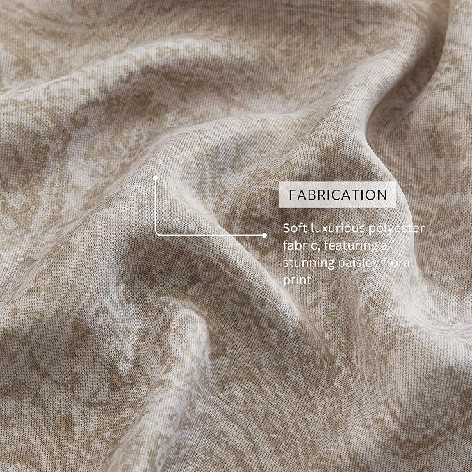 Threadmade Vittoria Paisley Printed Blackout Curtain Panel, Natural - Image 5
