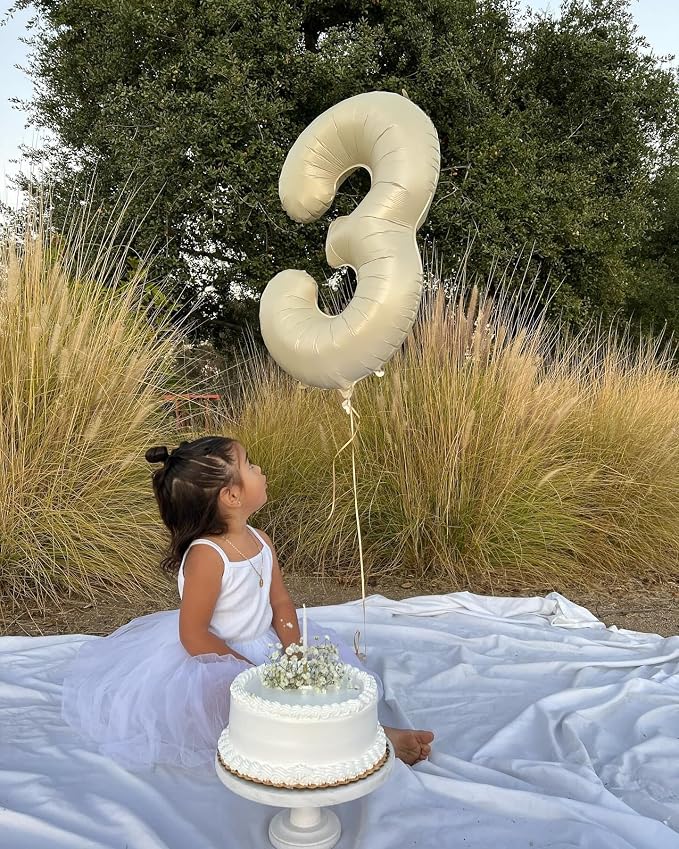 Cream Number 3 Balloon 40 Inch - Image 3