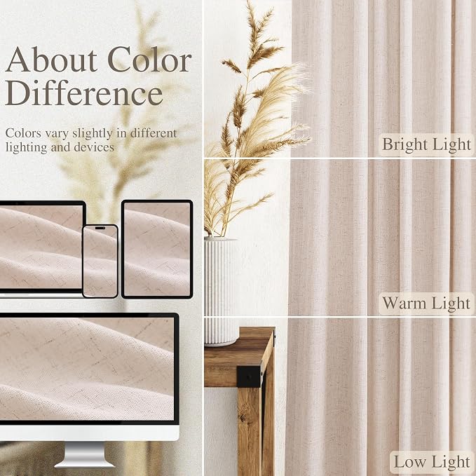 Natural White Linen Curtains 120 Inches Long - Image 3