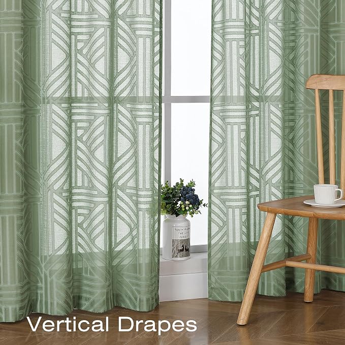 Simplebrand Sage Green Sheer Curtains 72 Inch Length 2 Panels - Image 5