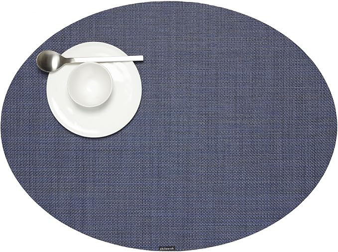 Chilewich Mini Basketweave Placemats, Woven Oval Placemats Set of 4 | Reusable by Chilewich