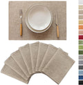 Demetex Table Placemats Linen Place Mats Set of 8 Natural Heat Resistant Cloth by DEMETEX