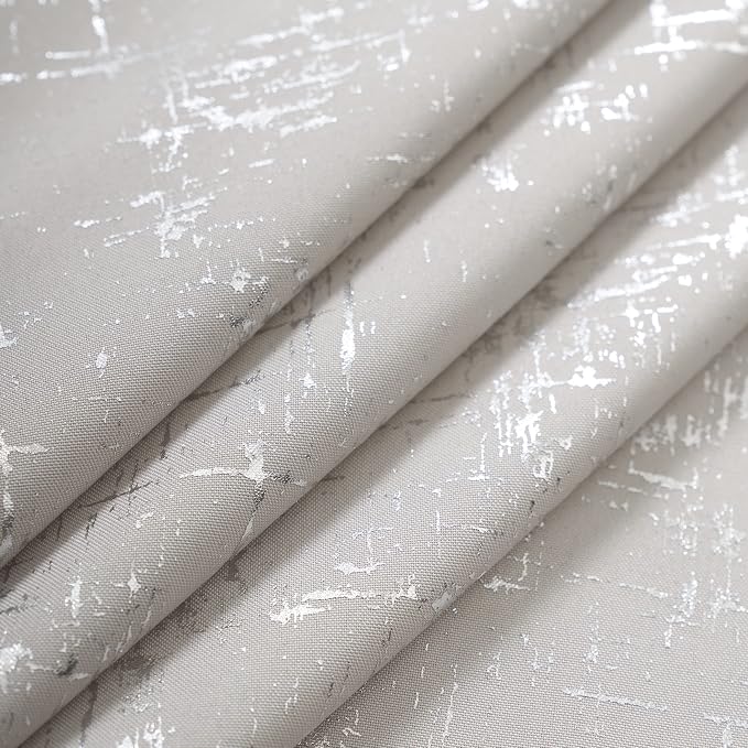 Taisier Home Silver Foil Print Linen Textured Curtains Geometric Dots Pattern - Image 7