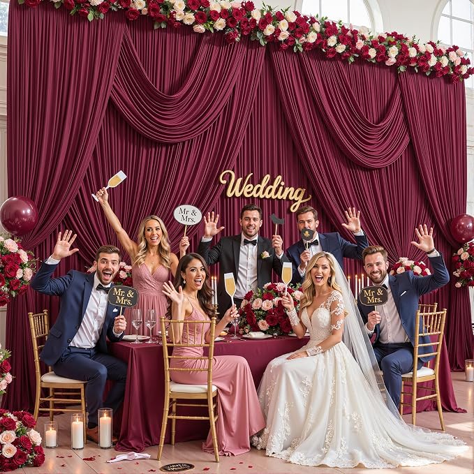 10x12 Burgundy Backdrop Curtains - Image 4
