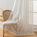 WAZZIO Boho Lace Curtains 2 Panels 72 Inches -Cute Vintage Victorian Sheer by WAZZIO