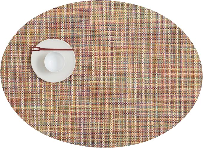 Chilewich Mini Basketweave Placemats, Woven Oval Placemats Set of 4 | Reusable by Chilewich