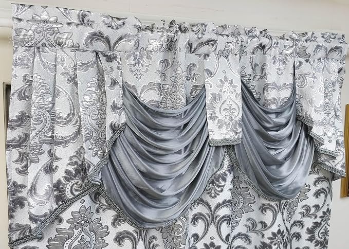 GOHD Samba Star Jacquard Window Curtain 2PC Panels.Each pc W54 xL90.Grey - Image 5