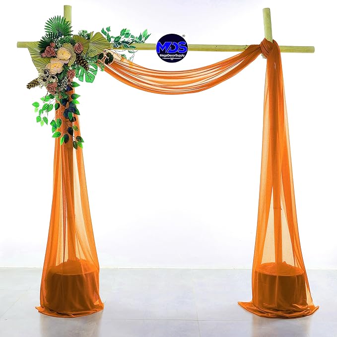 MDS Halloween Chiffon Draping Fabric - 1 Panel, 30" Wide x 20ft Long - Sheer Spooky Arbor & Canopy Drapery for Haunted House Backdrops, Party Ceilings, DIY Costumes & Themed Events - Orange
