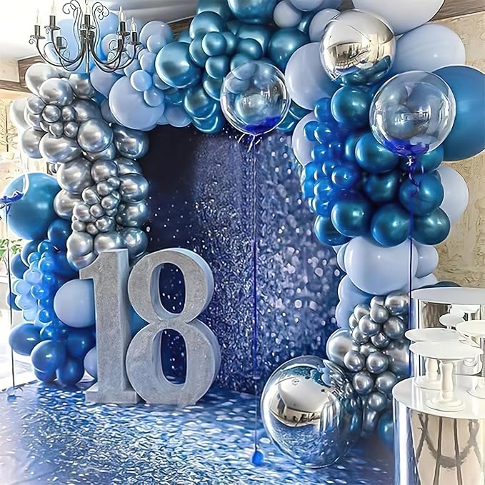 PartyWoo Metallic Blue Balloons 50pcs Chrome Blue Color 5 Inch | Balloons - Image 7