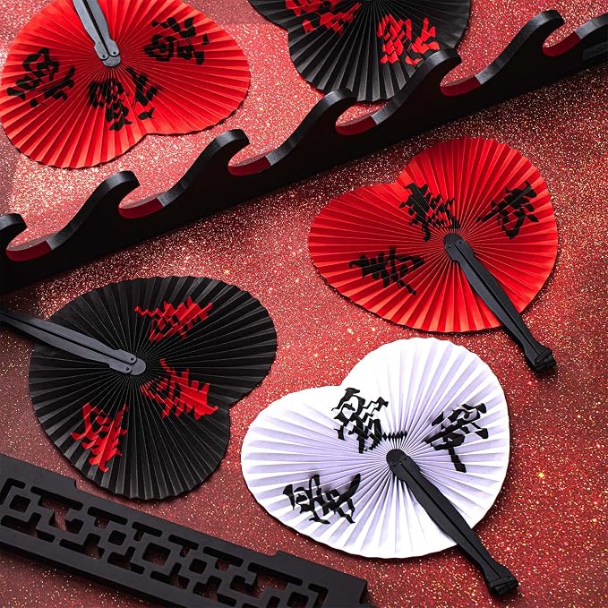 Jetec 10 Pcs Chinese Folding Hand Fans, Oriental Japanese Paper Handheld Fans - Image 3