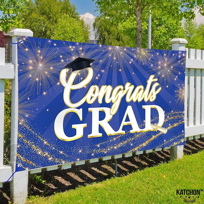 KatchOn Graduation Decorations 2026 Congrats Grad Banner 72x44 Inch | Blue - Image 7