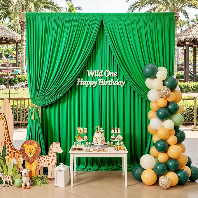 50x12 ft Green Backdrop Curtains - Image 7