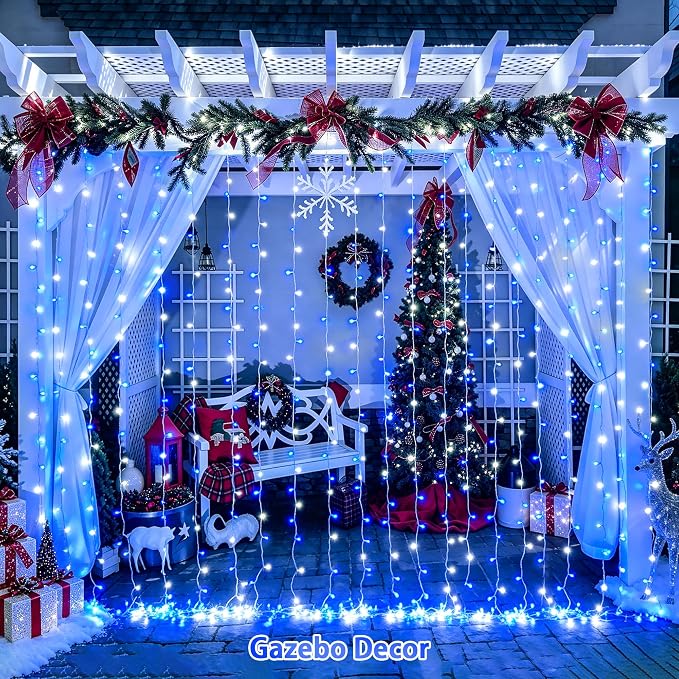 JMEXSUSS 200 LED USB Curtain Lights Blue and White | Remote Curtain Christmas - Image 5