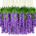Wisteria Hanging Flowers 24 Pack Artificial Flowers Fake Wisteria Vine Rattan by HanYun