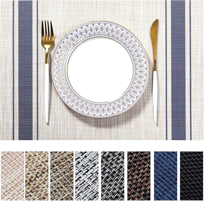 LEXMORE Placemats Set of 4 Vinyl/Plastic Woven Place Mats by lexmore