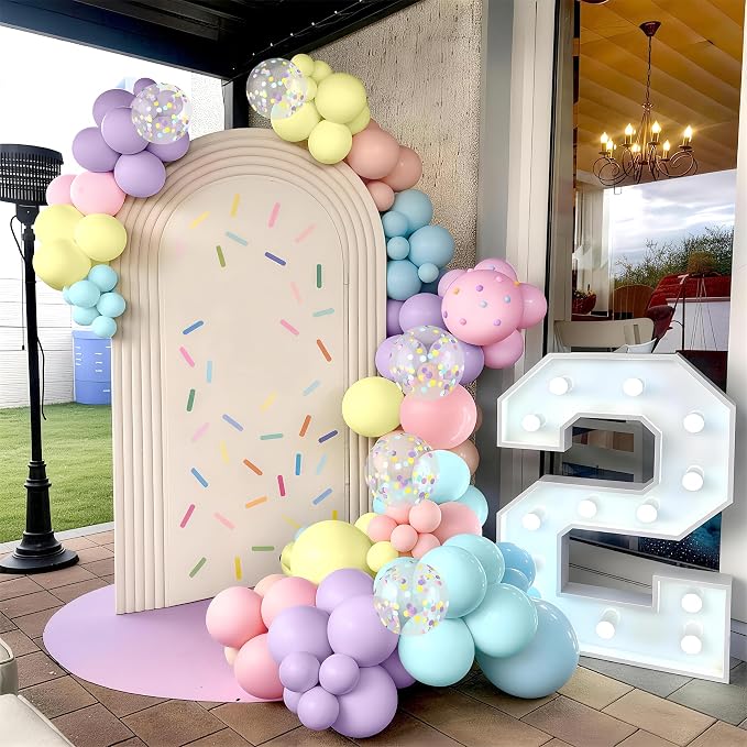 Pastel Balloons, 12 Inch Rainbow Macaron Pink Blue Teal Yellow Purple Apricot - Image 3