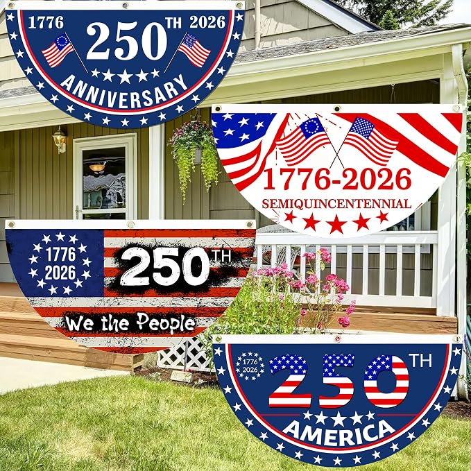 2PCS USA Anniversary 250th Flag, 1.5X3 FT Anniversary Fan Flags, Yard Signs - Image 6