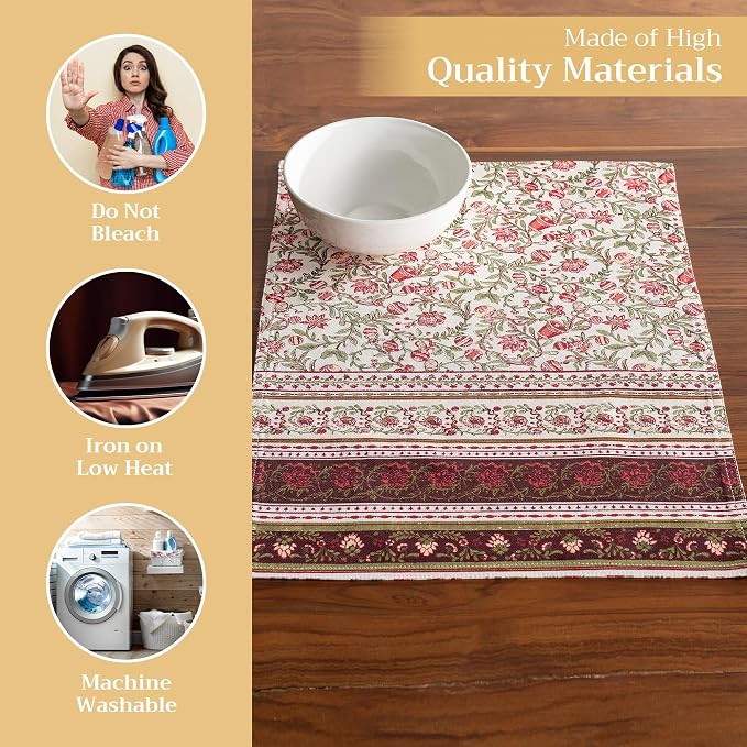 Maison d' Hermine Placemats Set of 4 Reusable 100% Cotton | Cloth Place Mats - Image 3