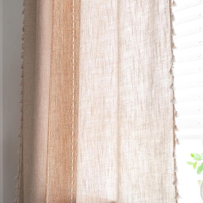 Sutuo Home Boho Curtains for Bedroom Living Room, Semi Blackout Linen Farmhouse - Image 7