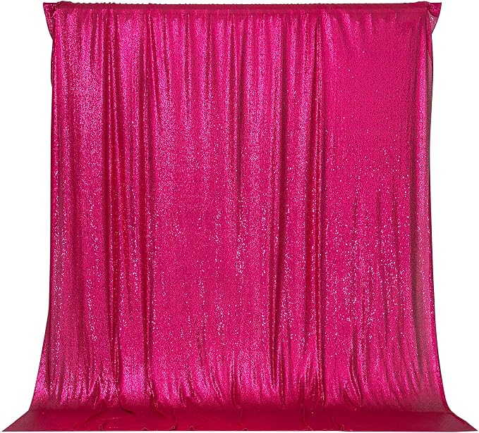 PartyDelight Hot Pink Sequin Backdrop 6x8ft Sparkly Photo Curtain | 4 Inch Rod - Image 7