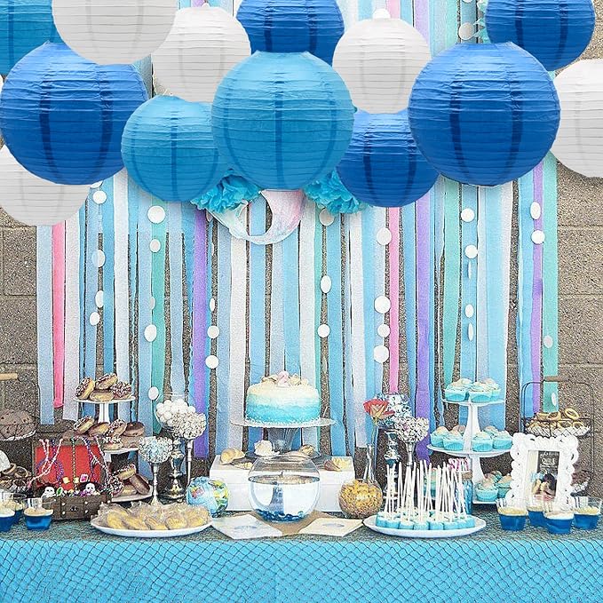 Paper Lanterns Party Decorations Blue - Image 3