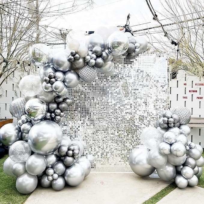 Voircoloria 130pcs Metallic Silver Balloons Arch Kit, 18 12 10 5 Inch | - Image 7